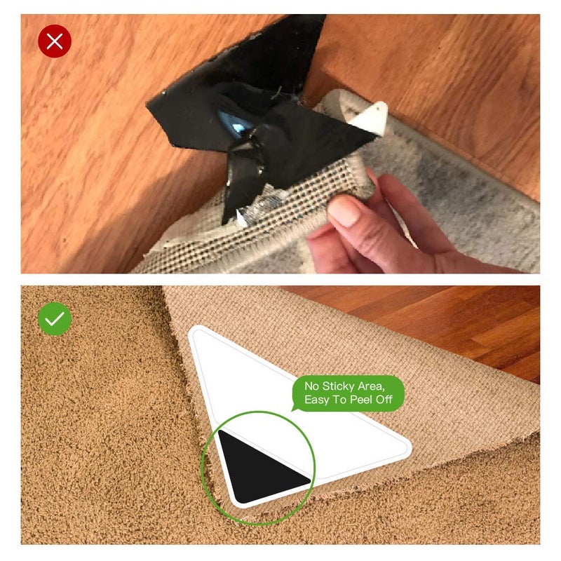 Befayoo Rug Grippers - Latest Upgraded Carpet Anti-Skid Pad with Strong Sticky Anti Slip Straight Carpet Tape for Curled Corners & Edges (4 PCS) - Image 3